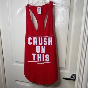 PINK Victoria's Secret Red Tank with Bold Graphic